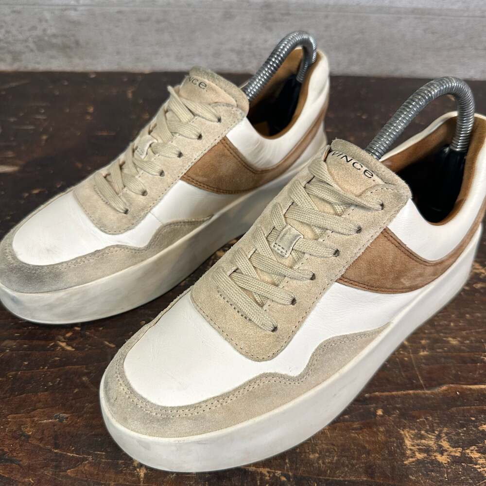 Vince Women's US 6M Warren Court Colorblock Leather and Suede Platform Sneakers - Picture 3 of 9